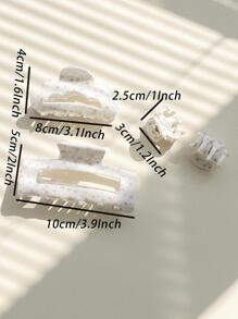 OUSEON Boho 4pcs Ditsy Floral Pattern Hair Claw - White - View 2