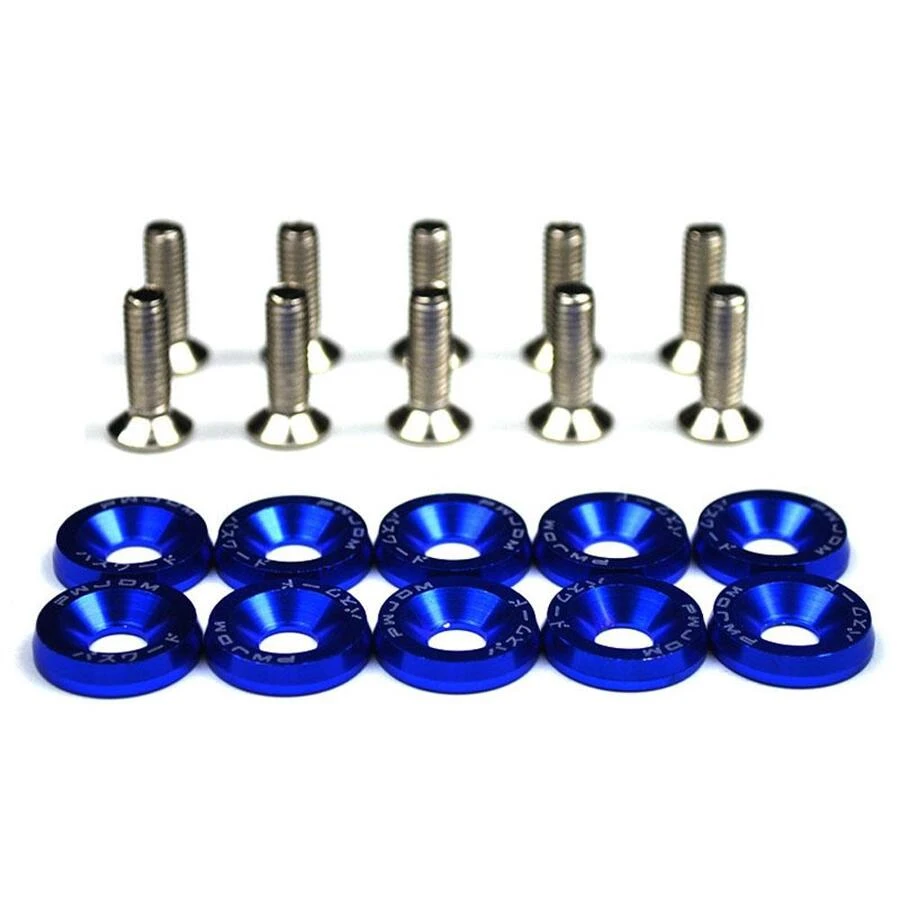 10PCS Blue M6 Car Modified Hex Fasteners Fender Washer Bumper Engine Concave Screws Fender Washer License Plate Bolts Car Styling - Blue - View 1