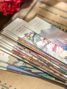 30入組經典油畫設計紙書籤在A美麗盒 - 彩色 - 查看 4