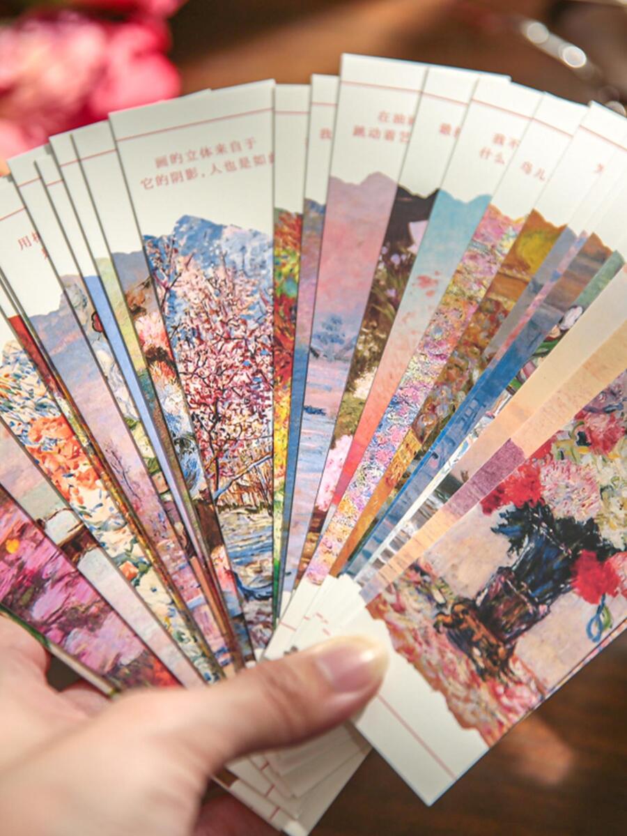 30入組經典油畫設計紙書籤在A美麗盒 - 彩色 - 查看 1