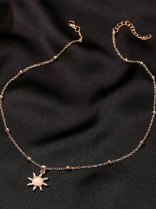 1 pieza Collar con colgante vintage de moda de aleación en forma de sol para mujeres trabajar reunión diariamente - Amarillo Oro - Ver 3