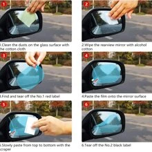 2 piezas de película antilluvia transparente para el espejo retrovisor del coche, pegatinas, vinilos decorativos para el hogar, artículos de decoración de primavera para refrescar tu hogar, pegatinas decorativas para festivales, regalos, decoración de cumpleaños, graduación, espejos de pared, decoración de habitaciones, espejos para baño, decoración de sala de estar - transparente - Ver 8