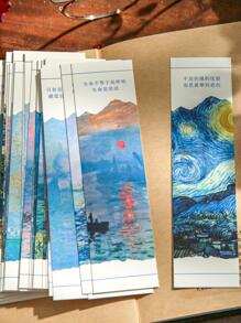 30入組經典油畫設計美麗盒裝紙書簽 - 彩色 - 查看 3