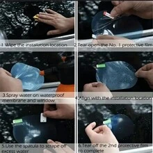 2 piezas de película antilluvia transparente para el espejo retrovisor del coche, pegatinas, vinilos decorativos para el hogar, artículos de decoración de primavera para refrescar tu hogar, pegatinas decorativas para festivales, regalos, decoración de cumpleaños, graduación, espejos de pared, decoración de habitaciones, espejos para baño, decoración de sala de estar - transparente - Ver 9