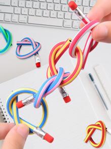 5 Pieces Flexible Soft Pencil, Soft Pencils with Eraser, Magic Bend Pencils for Kids Students Gift, School Supplies cute pencils fun pencils for kids bulk (Random Color) - Multicolor - View 2