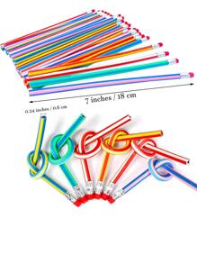 5 Pieces Flexible Soft Pencil, Soft Pencils with Eraser, Magic Bend Pencils for Kids Students Gift, School Supplies cute pencils fun pencils for kids bulk (Random Color) - Multicolor - View 3
