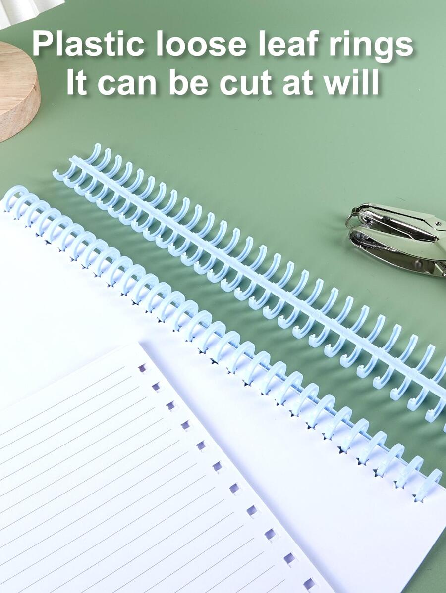 1pc 30-hole A4 Size Colored Spiral Binding Plastic Ring Binder With Removable Pages - Baby Blue - View 1