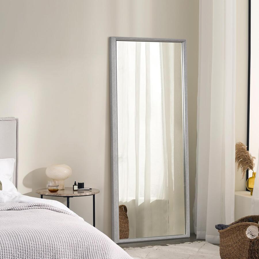 64" X 21" Full Length Floor Mirror Full Body Wall Mirror Polystyrene Frame In Grey - 灰色 - 查看 1
