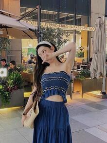 Women Denim Tops - Royal Blue - View 2