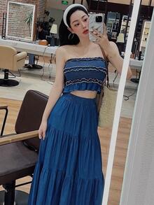 Women Denim Tops - Royal Blue - View 3