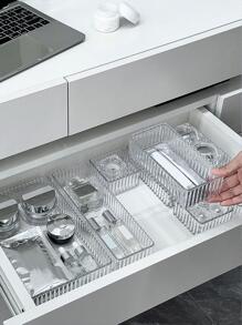 1pc Transparent Drawer Style Makeup Storage Box With Compartments For Cosmetics, Perfumes, Lipsticks, Eyebrow Pencils, Etc.,For Holiday Beach, Bathroom Collection, Bedroom Collection, Large Capacity