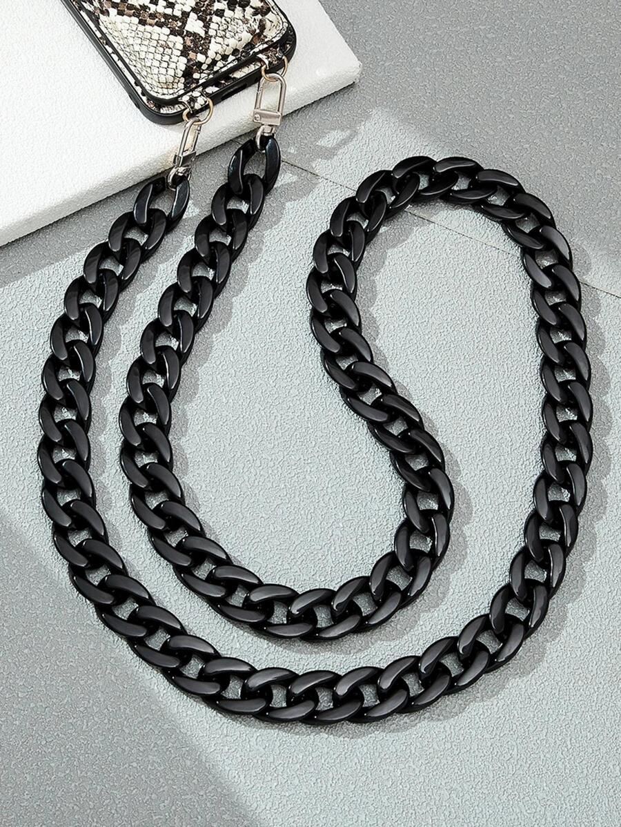 女士防丟手機殼領帶帶鏈子 - 黑色 - 查看 1