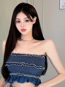 Women Denim Tops - Royal Blue - View 4