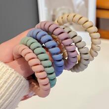 Set de 6 sujetadores de pelo elásticos con espiral mate sencillos para mujeres, accesorios de pelo con cuerda de goma para coleta casual