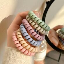 Set de 6 sujetadores de pelo elásticos con espiral mate sencillos para mujeres, accesorios de pelo con cuerda de goma para coleta casual