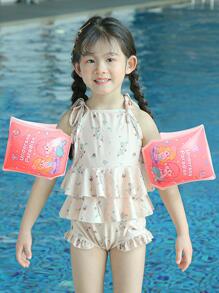 Cartoon Mermaid Design Swimming Arm Floats - Pink - View 2