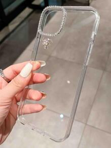 Étui de protection pour téléphone avec papillon en strass minimaliste et mode, fait main, avec petits strass et TPU transparent anti-chute, compatible avec Iphone 11/12/13/14/15/16 Pro Max
