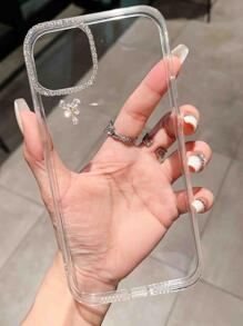 Étui de protection pour téléphone avec papillon en strass minimaliste et mode, fait main, avec petits strass et TPU transparent anti-chute, compatible avec Iphone 11/12/13/14/15/16 Pro Max