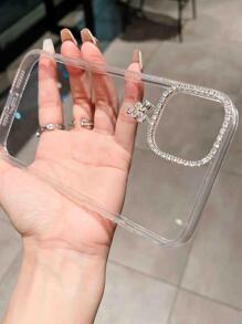 Étui de protection pour téléphone avec papillon en strass minimaliste et mode, fait main, avec petits strass et TPU transparent anti-chute, compatible avec Iphone 11/12/13/14/15/16 Pro Max