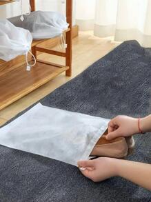 50pcs/Set 32 X 48 X 0.1cm Non-Woven Fabric Shoe Bags, Simple White Drawstring Dust-Proof Travel Shoe Bags - White - View 7