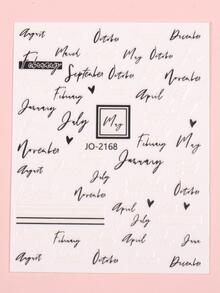 FULL BEAUTY 2入組藝術美甲貼紙黑色白色單詞3D設計美甲裝飾用品指甲貼花美甲配件 - 黑與白 - 查看 2