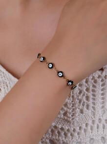 A Black Devil's Eye Bracelet, Suitable For Ladies' Daily Wear - Yellow Gold - View 1