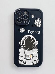 Vỏ điện thoại in hình phi hành gia hoạt hình - màu đen - Xem 5