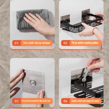 1pc Wall Mounted Storage Rack - Black - View 9