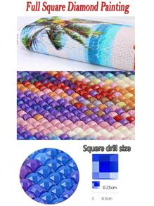 Giường đôi Hình vuông 5D DIY Tranh kim cương Xanh Con công Mặt trăng Phong cảnh Hình ảnh Của Pha lê Kim cương Khảm Nhà  Trang trí - Đen và trắng - Xem 4