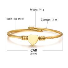 Heart Shaped Decor Bangle Bracelet - Gold - View 2