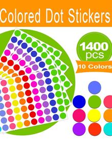 1400 PCS 20 Sheet Color Coding Labels Circle Dot Stickers, Round Color Coding Labels Sticky Dots Labels Stickers 10 Color Style Colored Dot Stickers For Student Classroom Papers Circular Sealing Label Sticker - Multicolor - View 1