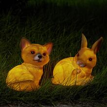 1pc Outdoor Solar Animal Shaped Light - Lovely Dog Designed Garden Decoration Light For Home Yard - Yellow - View 9