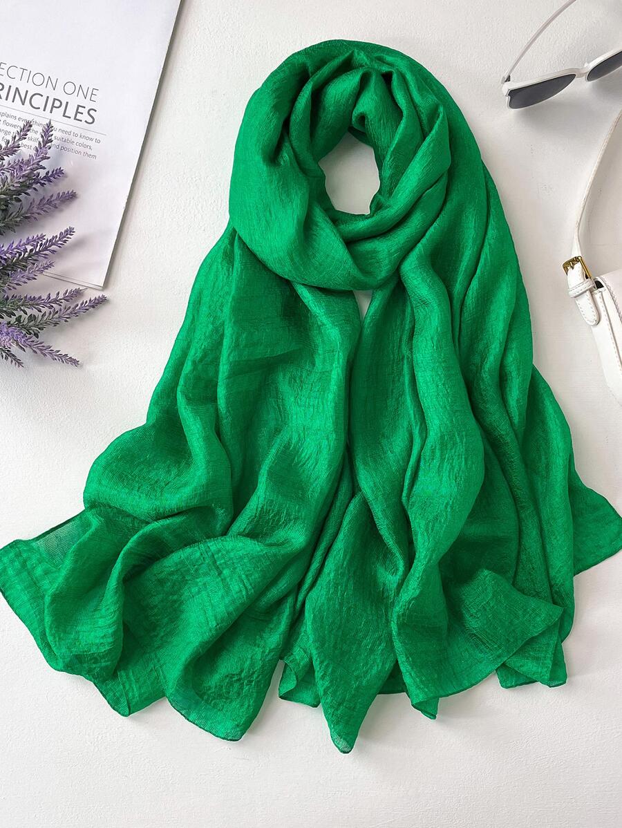 1入組女士素色時尚夏天長款披肩 - 綠色 - 查看 1