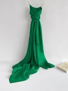 1入組女士素色時尚夏天長款披肩 - 綠色 - 查看 2