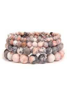 1 szt. matowa naturalna różowa bransoletka z jaspisu zebra ręcznie robiona okrągła bransoletka dla kobiet biżuteria do medytacji jogi prezenty biżuteria na relaks lęku prezenty dla pary przyjaźń-styl