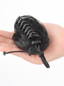 Extra Short Straight Synthetic Hair Bun - Black - View 2