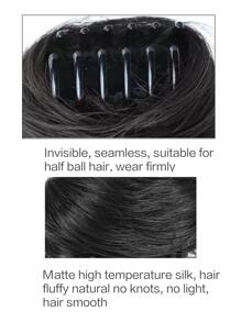 Extra Short Straight Synthetic Hair Bun - Black - View 3