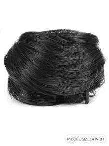 Extra Short Straight Synthetic Hair Bun - Black - View 5