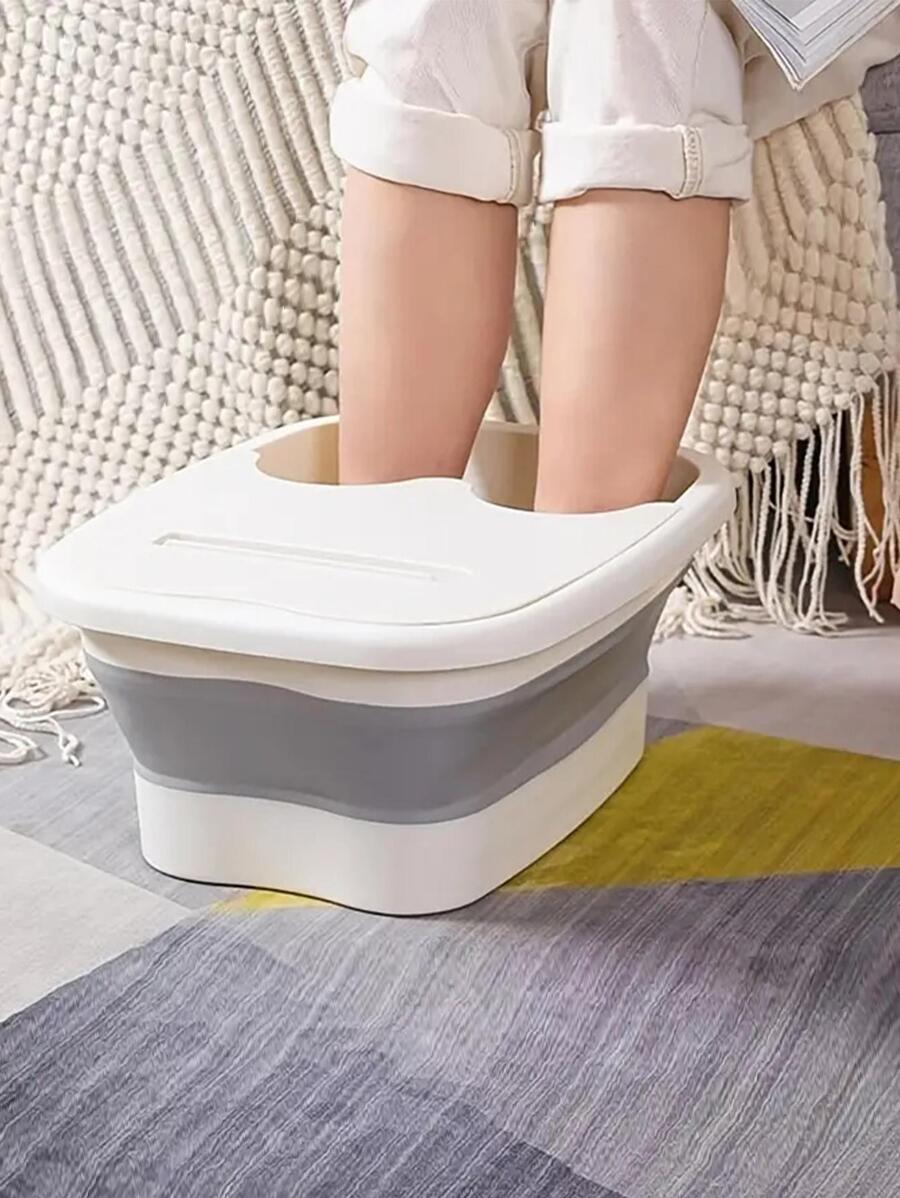 1pc Two Tone Foldable Foot Bath Bucket Home Bathroom Decor Fall Decor Back To School - Multicolor - View 1