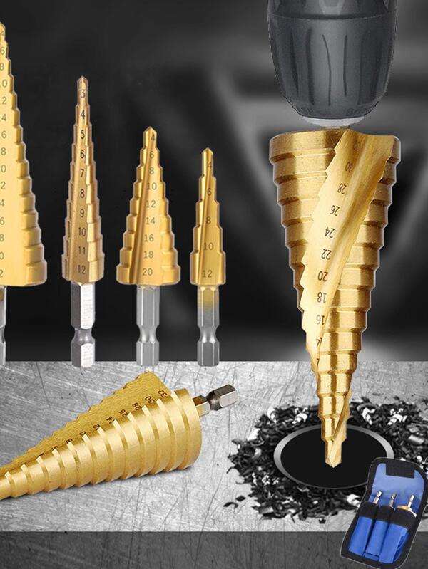 1 Peça 3-12/4-12/4-20Mm Broca Hexagonal Da Etapa Da Pata Ajustada Com Malote, Broca Do Pagode, Abridor De Furo, Furo De Ampliação Da Broca Elétrica