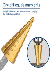 1 Peça 3-12/4-12/4-20Mm Broca Hexagonal Da Etapa Da Pata Ajustada Com Malote, Broca Do Pagode, Abridor De Furo, Furo De Ampliação Da Broca Elétrica