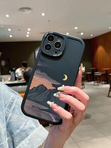 夏季风景印花手机壳，国际版，非国内版 - 黑色 - 查看 4