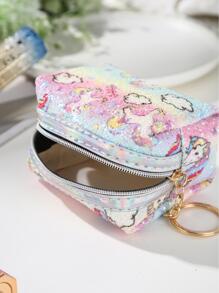 Sequin Decor Portable Cartoon Unicorn Coin Purse - Nhiều màu - Xem 3