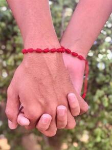 1pc Lucky Red Seven Knots Red String Bracelet, Unisex Braided Bracelet - Red - View 2