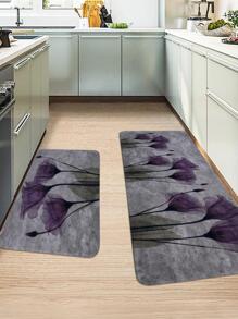1 tấm thảm trải sàn nhà bếp họa tiết hoa đơn giản màu xám - Nhiều màu - Xem 6