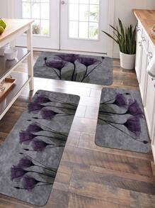 1 tấm thảm trải sàn nhà bếp họa tiết hoa đơn giản màu xám - Nhiều màu - Xem 4