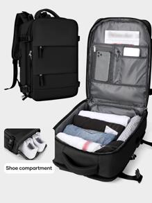 Floless 旅行背包、工作包、随身行李包、防水商务大容量日常背包、带USB充电口的周末旅行包、超薄笔记本电脑背包、大学包、笔记本电脑包礼品，可容纳15.6英寸笔记本电脑 - 黑色 - 查看 2