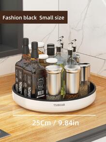 黑色廚房轉檯,多功能檯面調味瓶收納,360度旋轉調料架帶水果籃子和容器