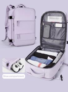 Floless 15.6 Inch Laptop Backpack, Waterproof Business Travel Bag With USB Charging Port, Large Capacity Casual Daypack For Work, College, Weekend, Suitable For 15.6" Laptop - Purple - View 2