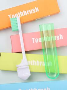 1pc Travel Folding Toothbrush And Toothpaste Set With Holder Toothbrush Holder Toothbrush Case Tooth Brush Holder Toothbrush Cover For Travel Outdoor Holiday Vacation Travel Accessories Back to School Stuff Dorm Essentials for Men and Women Student - Green - View 2